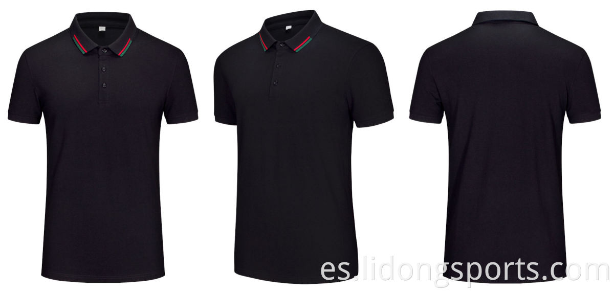 LiDong Custom Cheap Polo Golf Camisetas Nuevo diseño Hombres Camisetas de polo de cuello rojo y negro al por mayor